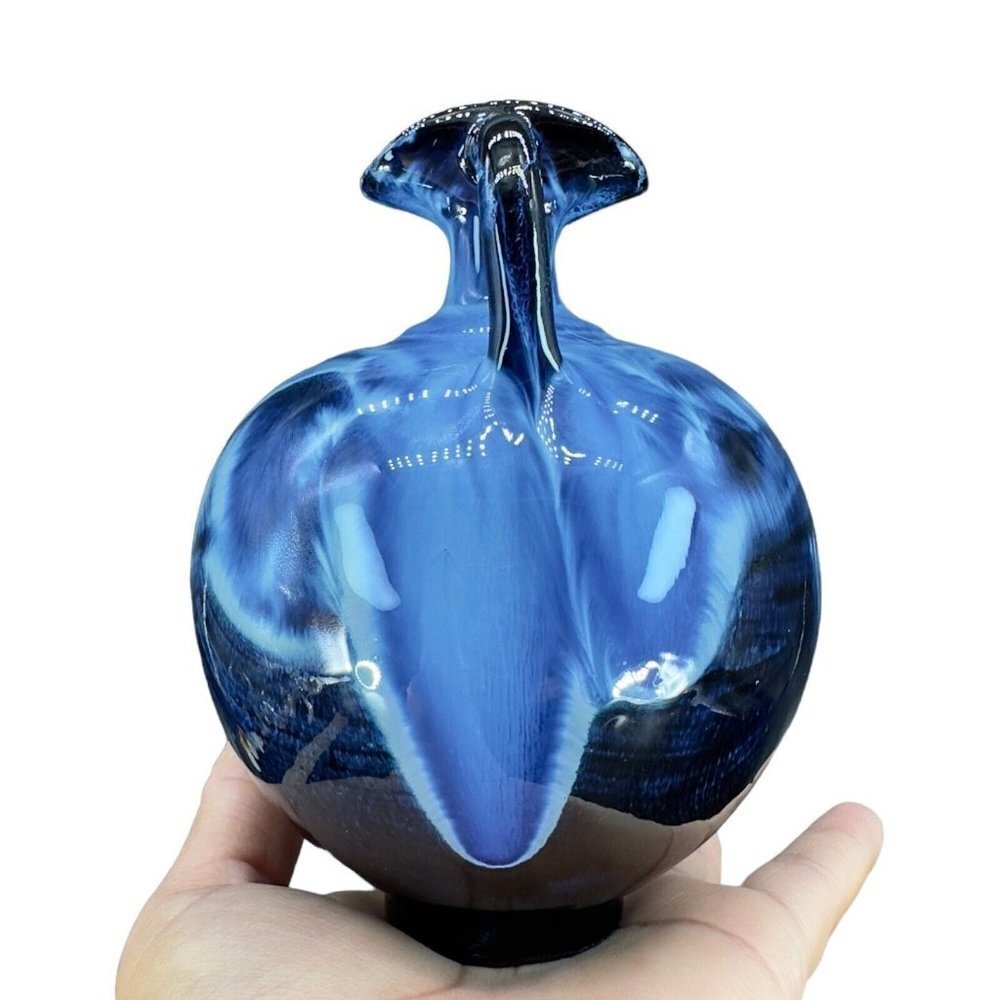 Hand Made Studio Art Pottery Vase Jug Drip Glaze Red ware Blue Black HandCrafted